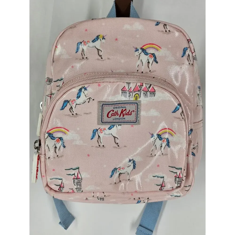 CATH KIDS GIRLS MINI BACKPACK – PINK – UNICORN CASTLE RAINBOW PRINT – 9